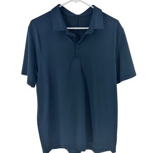 Lululemon Men's Navy‎ Blue Textured Polo Shirt Short Sleeve Athletic Fit